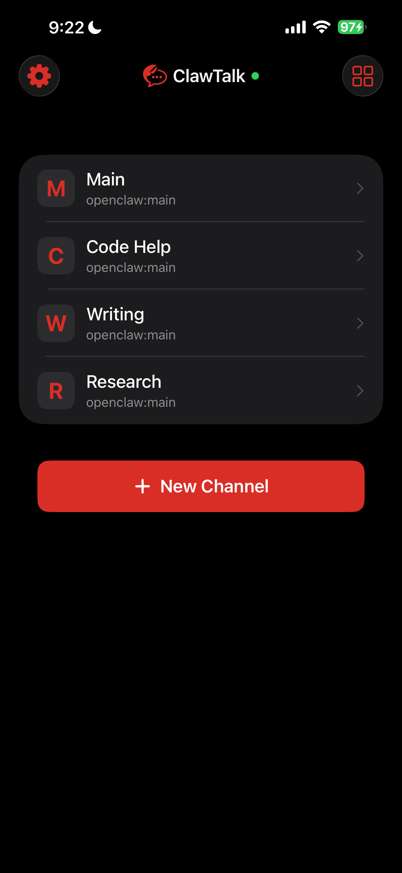 ClawTalk multi-agent channels